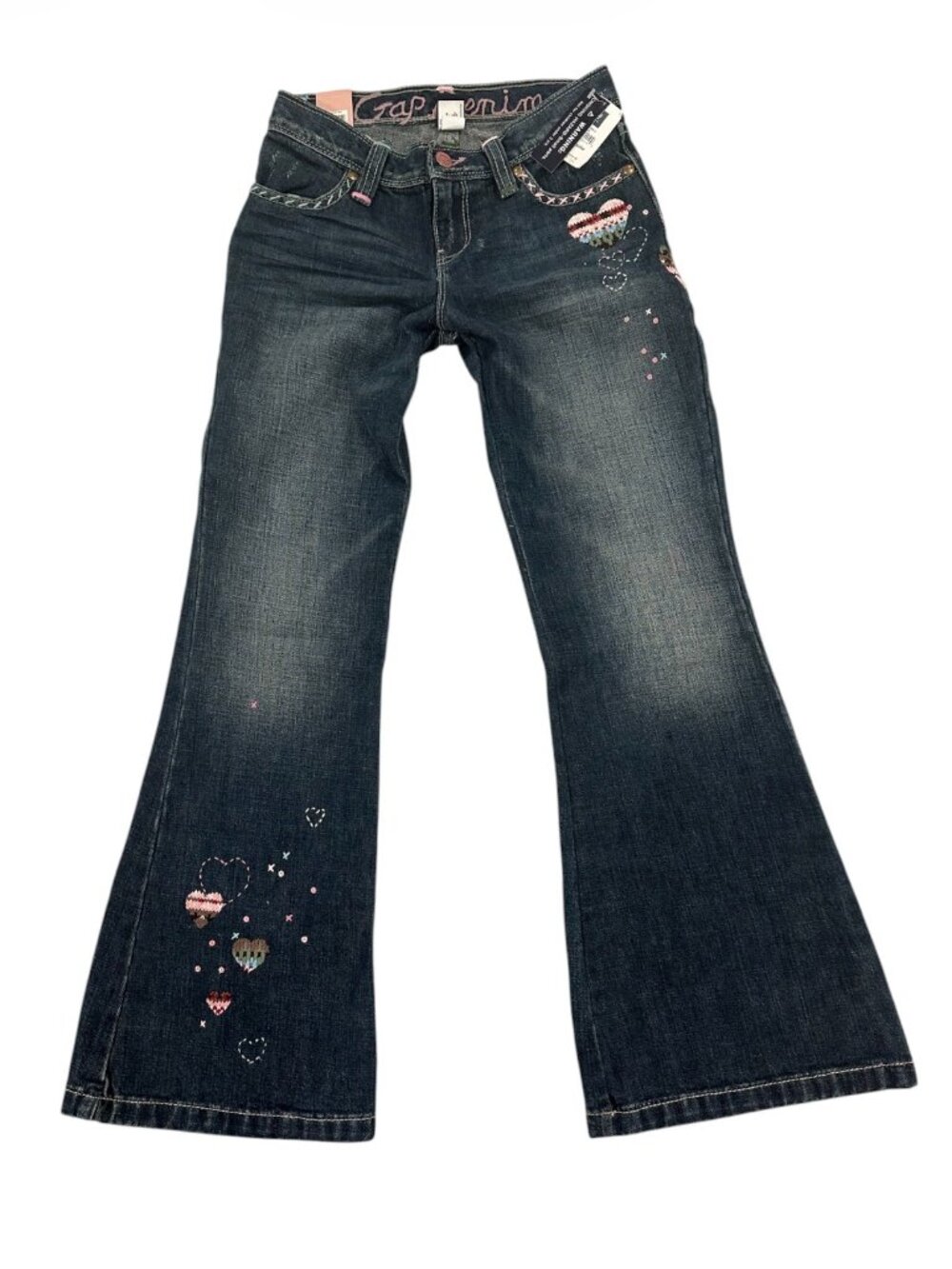 NWT Vintage Y2K GAP Kids Flared Embroidered Jeans Size 10